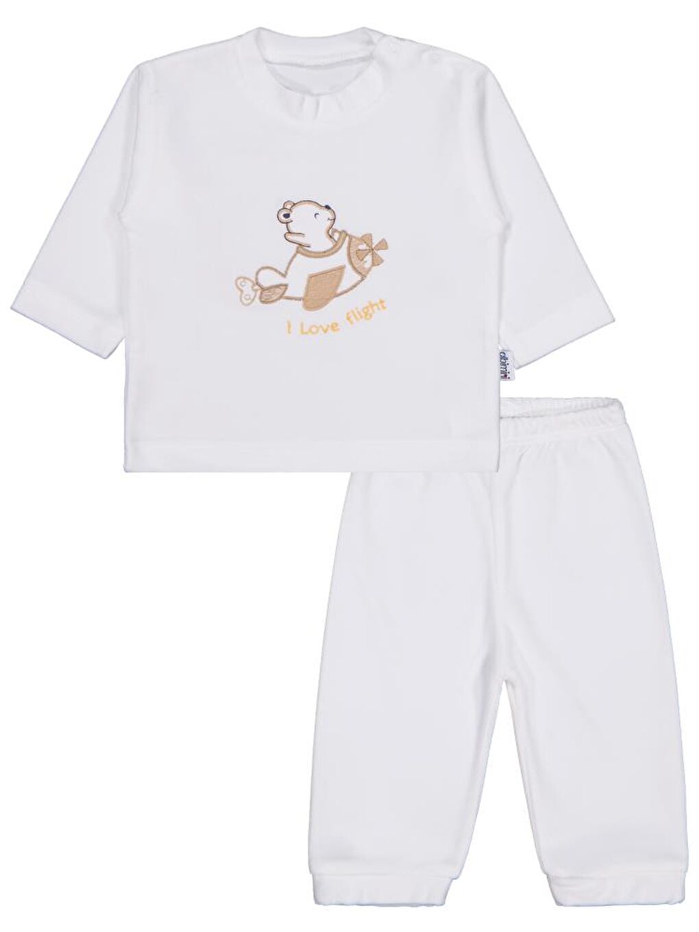 Velboa Uçaklı Erkek 2Li 1-6 Ay Takım - Ekru 6-9 Ay