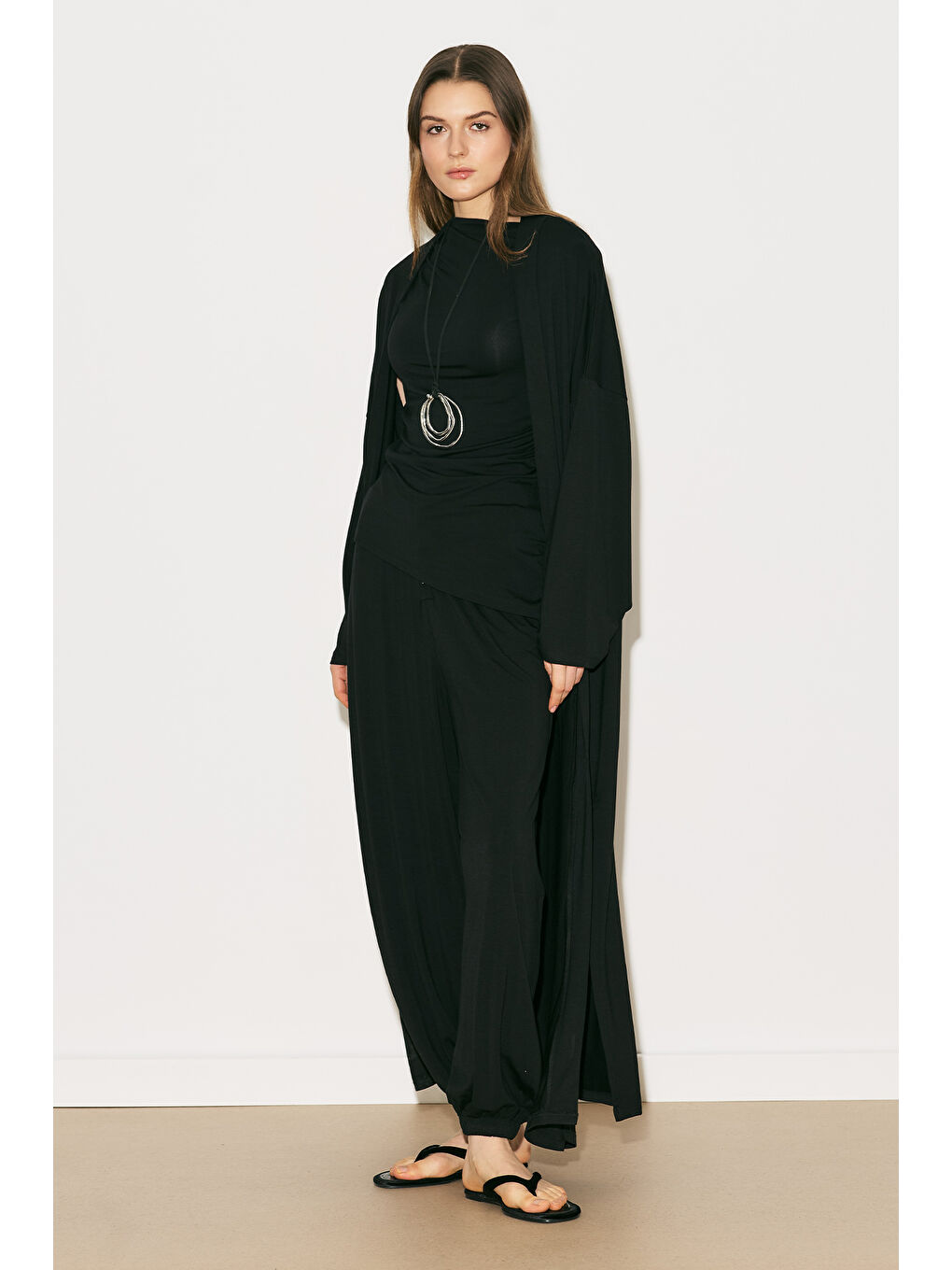 Easy Rahat Uzun Kimono Siyah-7