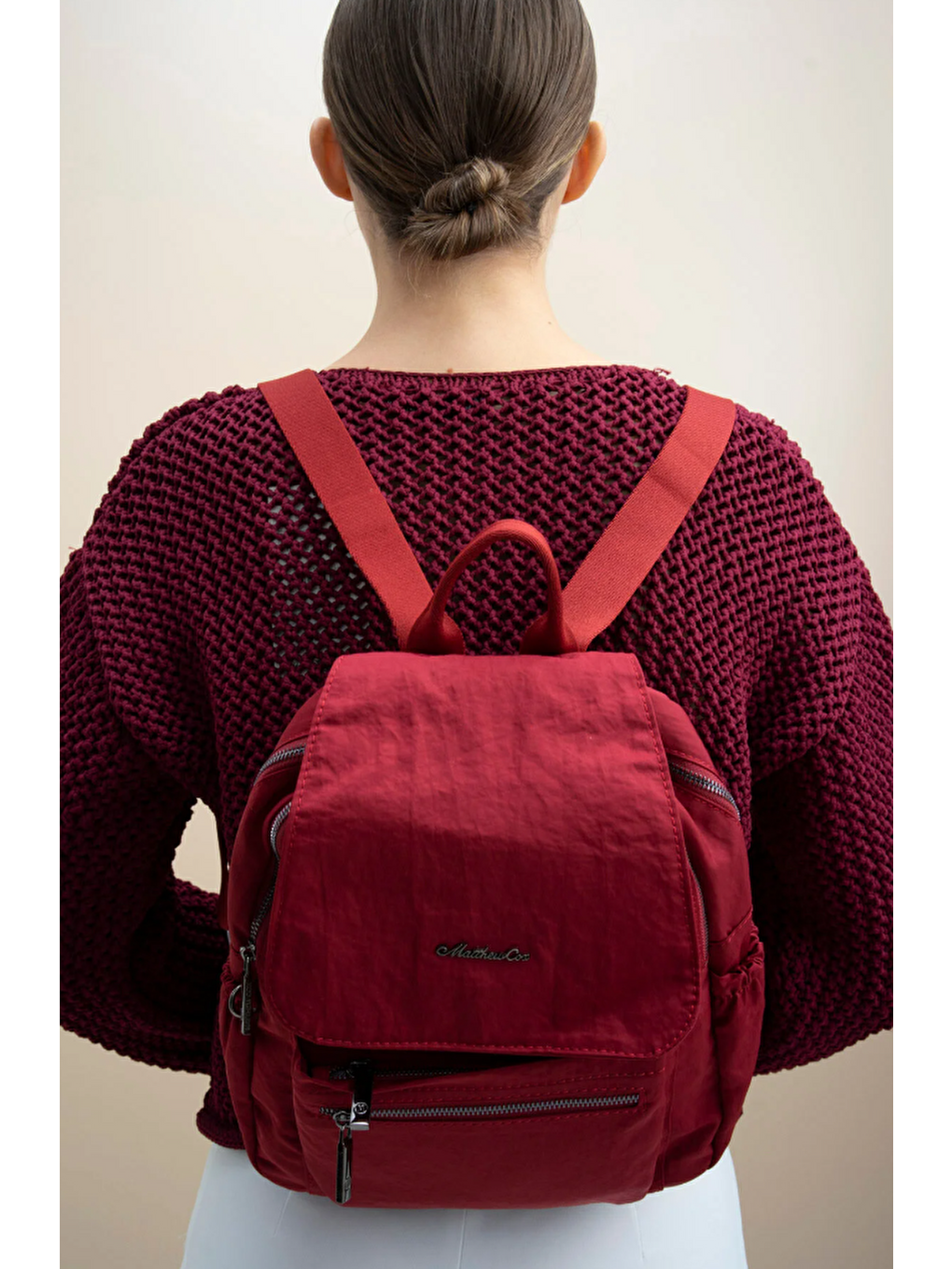 Bordo Kapaklı Kadın Sırt Çantası BYN2325-2