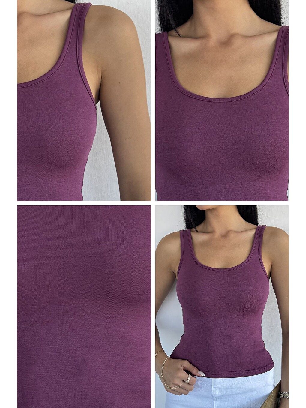 Mürdüm Kadın Kalın Askılı Elastanlı Bluz Atlet-2