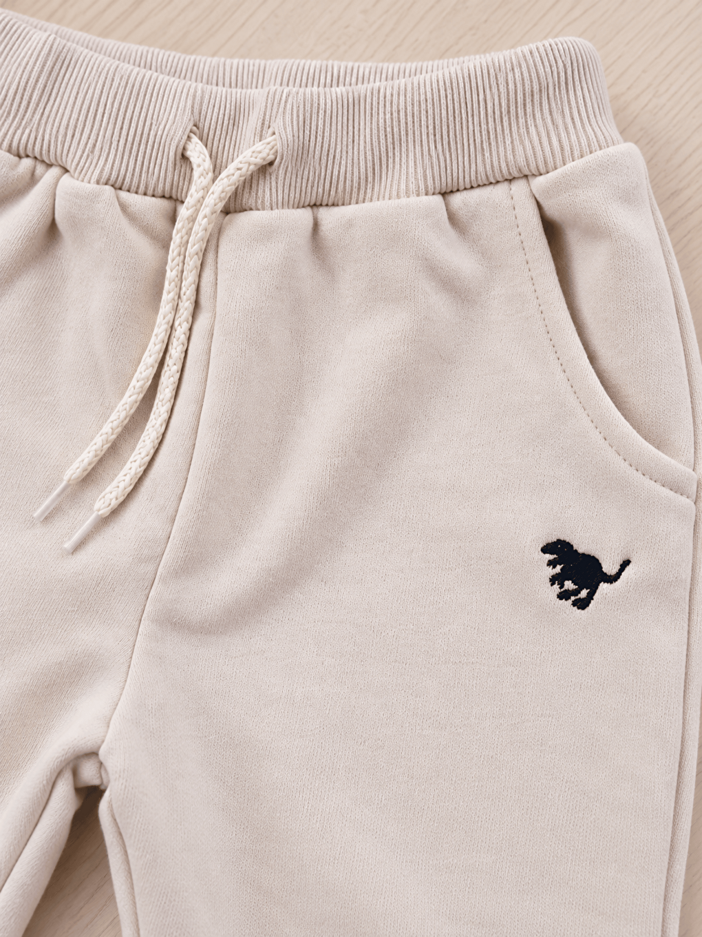 Bej Bisiklet Yaka Baskılı Erkek Çocuk Sweatshirt Ve Eşofman Alt 2'li Takım-2