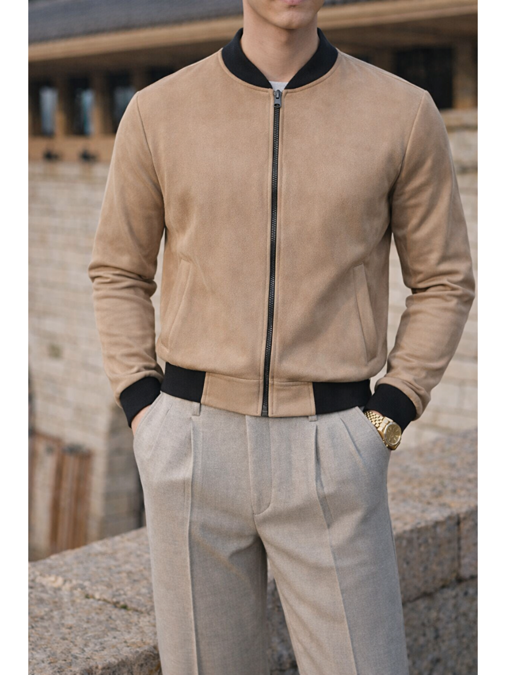 Kahverengi Erkek Smart Casual Kahve Nubuk Ceket