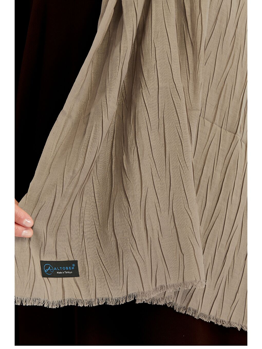 Kahverengi Pliseli Bambu Şal-1