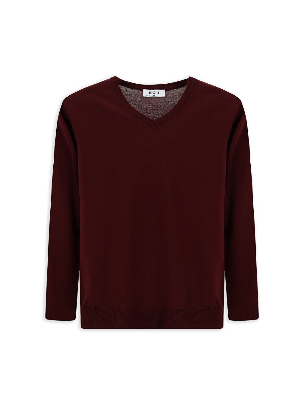 Bordo V Yaka Regular Fit Sıcak Tutan Yünlü Triko Kazak-6