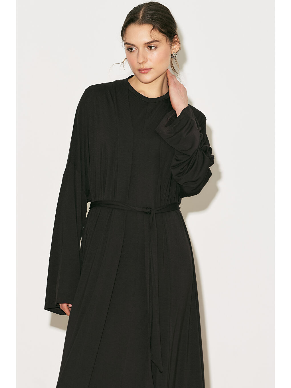 Easy Rahat Uzun Kimono Kahverengi-6