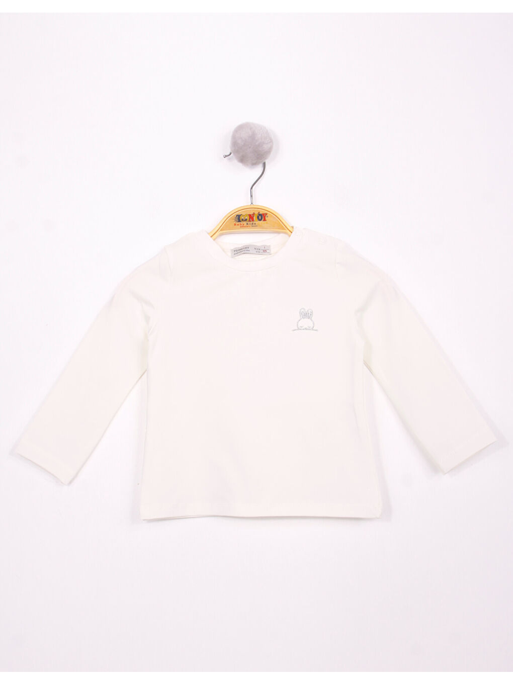 Ekru Kız Bebek Göğsü Nakışlı Tişört