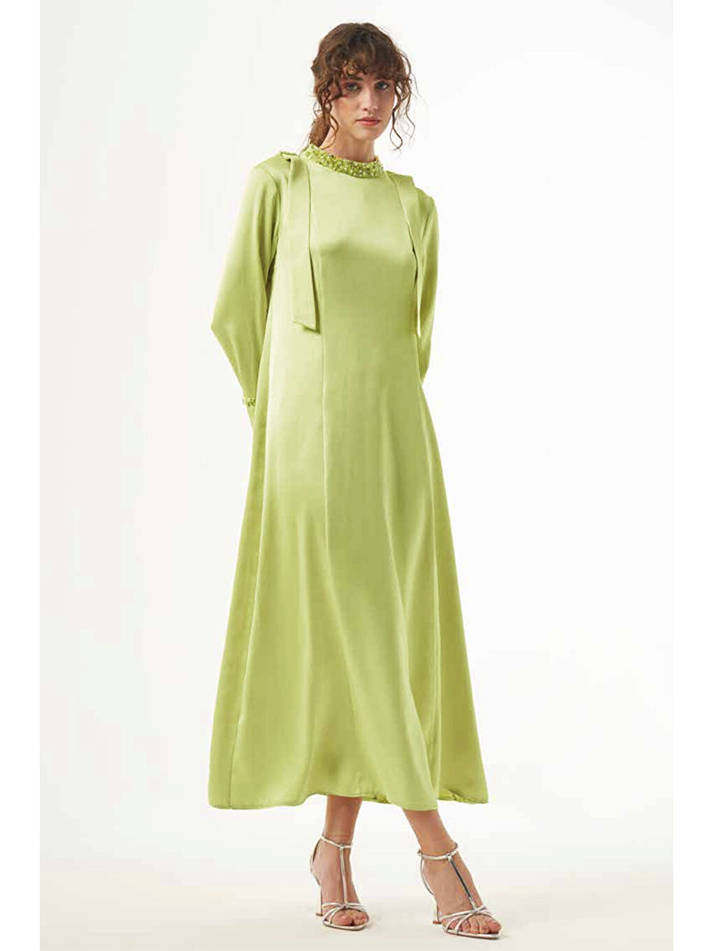 Taş Detaylı Elbise 2015 Fıstık Yeşili-2