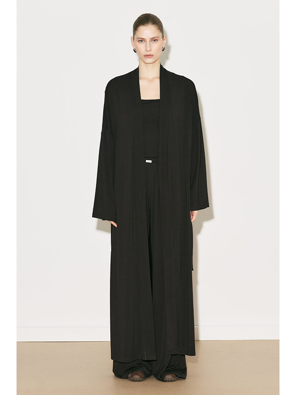 Easy Rahat Uzun Kimono Kahverengi-7