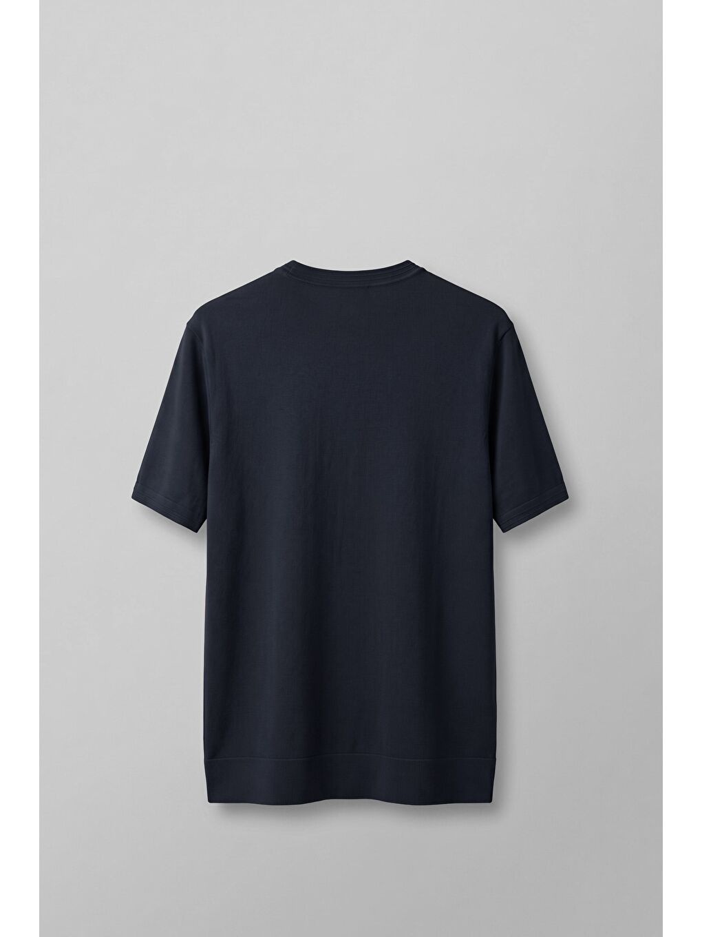 Erkek Slim Fit Bisiklet Yaka Triko Yaka T-Shirt Lacivert-1