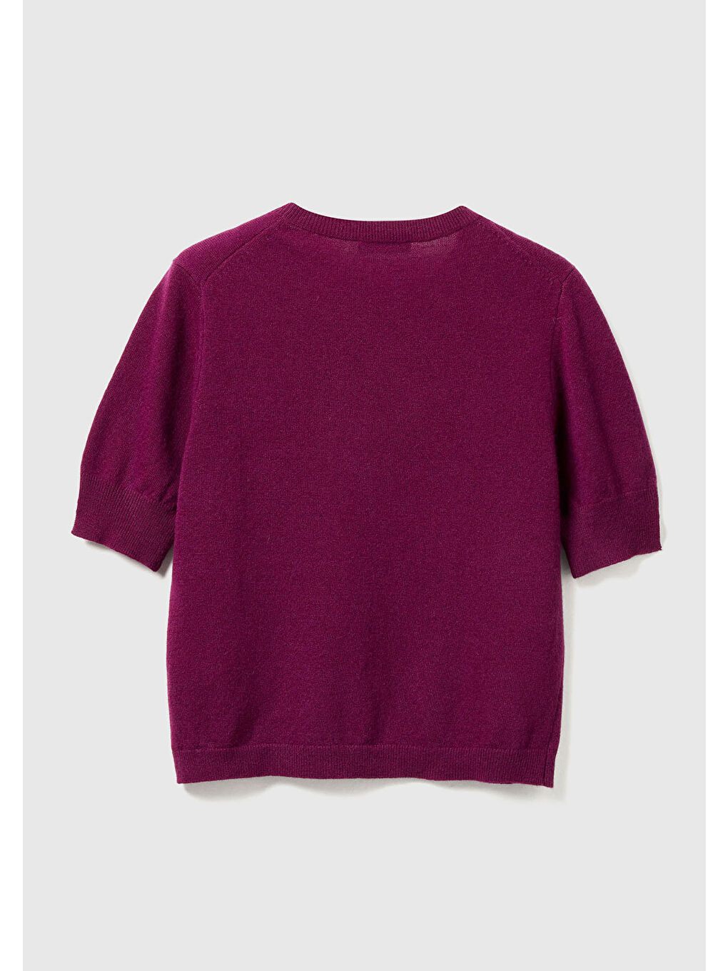 Kadın Mürdüm %100 Merino Bisiklet Yaka  Kısa Kollu Kazak-3