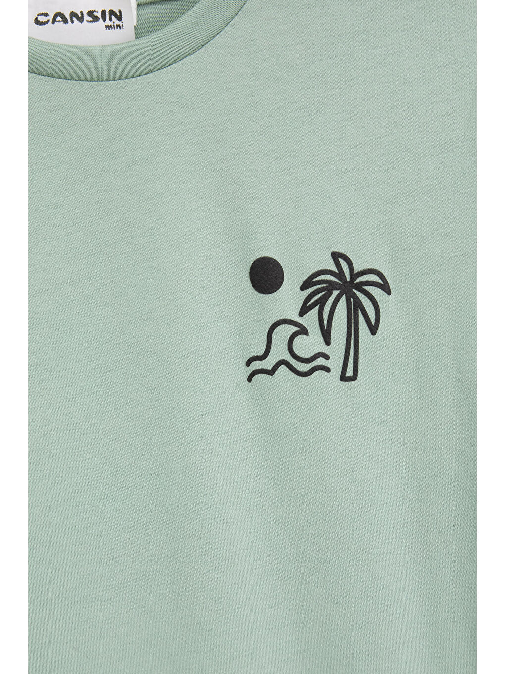 Yeşil Palmiye Baskılı Sırtı Yazılı Erkek Çocuk Kısa Kol Tişört 20929-1