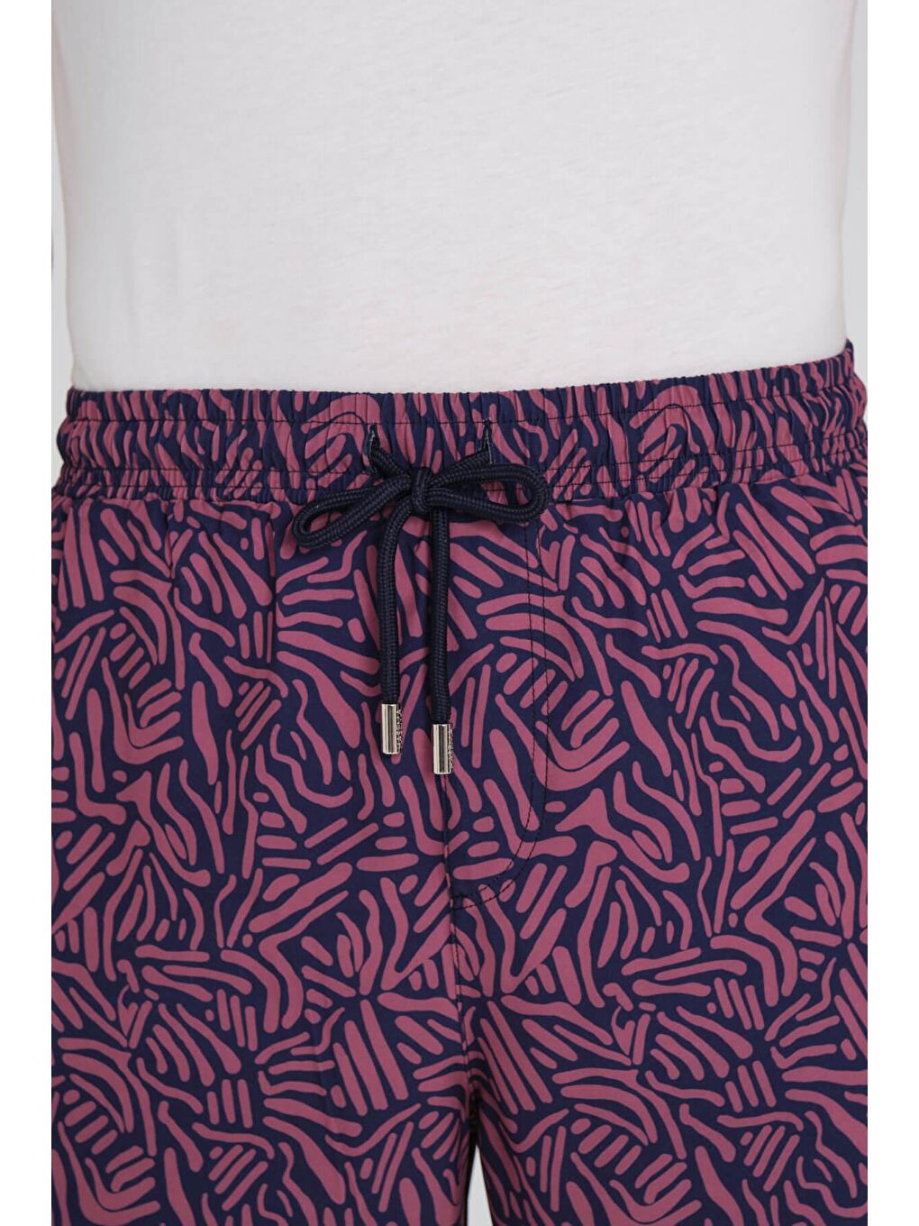 Desenli Lacivert Uzun Erkek Havuz Ve Deniz Şortu 2416-5