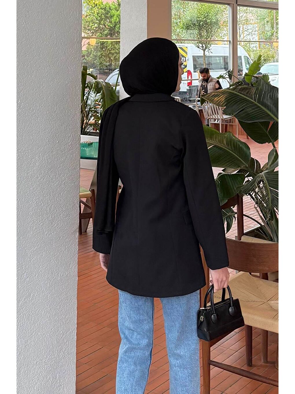 Yan Bağlama Detaylı Ceket Siyah-3