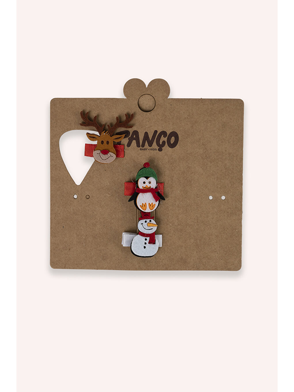 Kız Çocuk Yılbaşı Desenli 3'lü Kırmızı Toka Seti-1