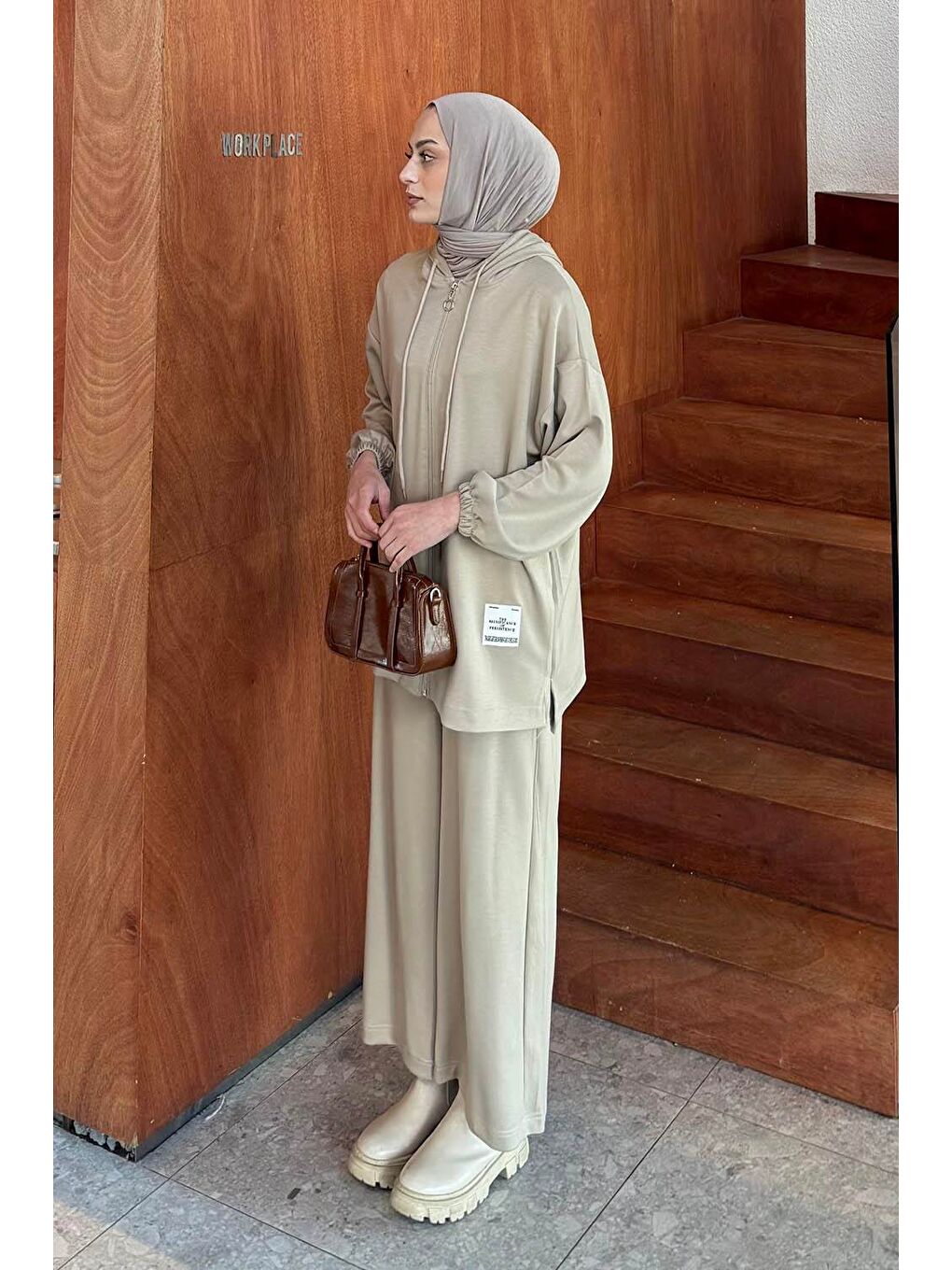 Arma Detaylı İkili Takım Bej-1