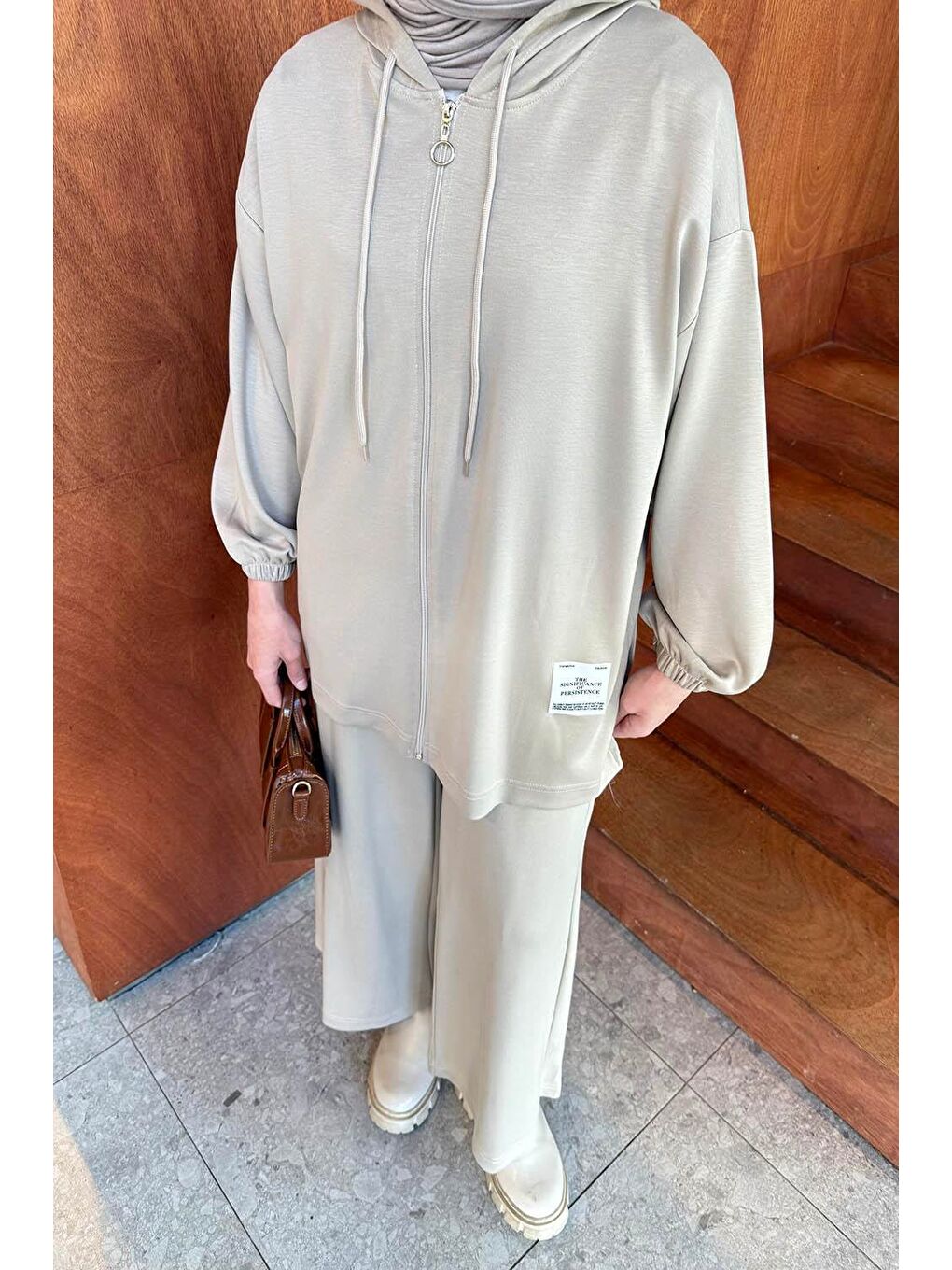 Arma Detaylı İkili Takım Bej-2