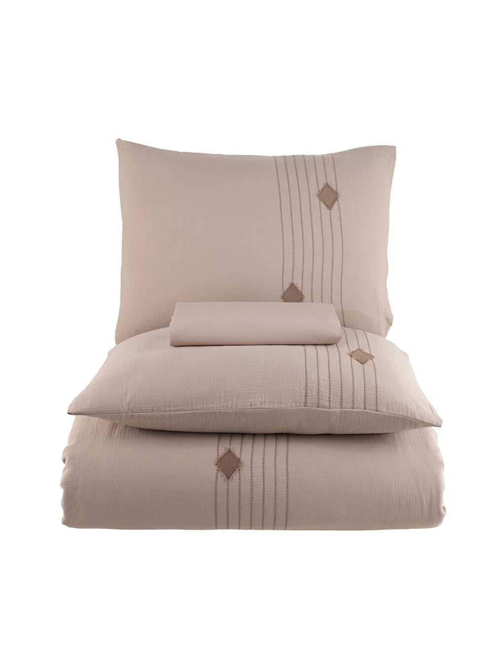 Alva Çift Kişilik Nevresim Takımı 4 Parça Bej-4