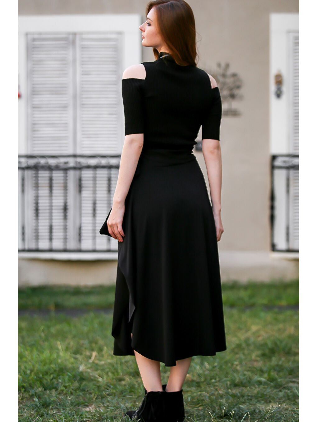 Siyah Asimetrik salaş etek-3