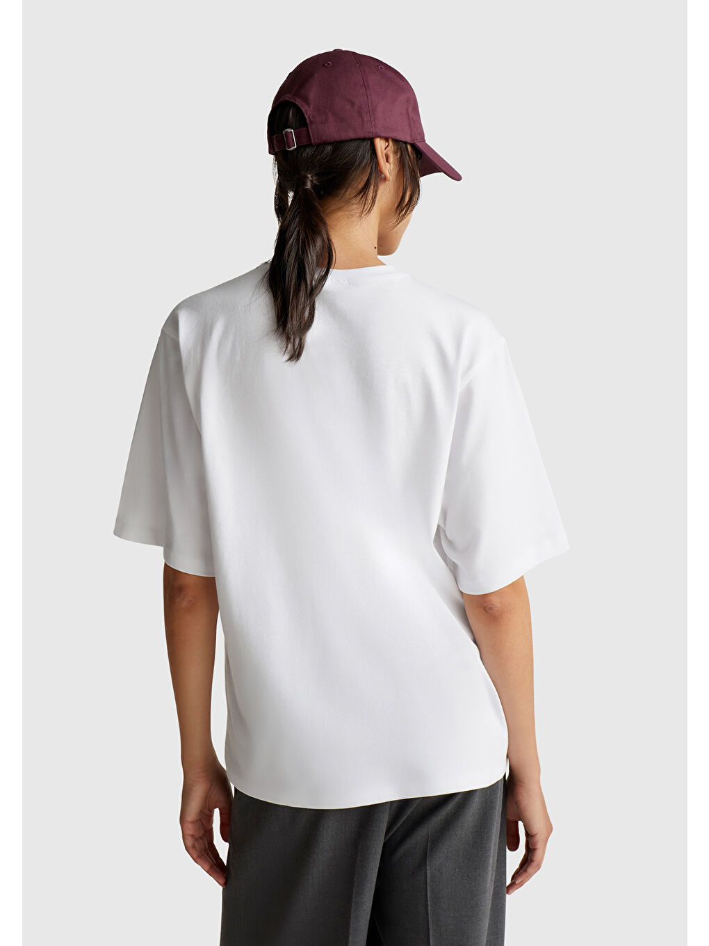 Kadın Mürdüm Mix Pamuk Karışımlı Baskılı T-Shirt-2