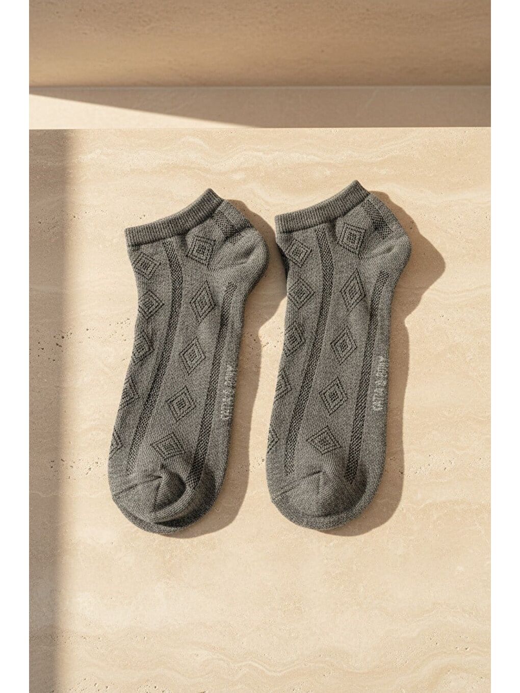 Erkek Kendinden Desenli Step Çorap Antrasit-1