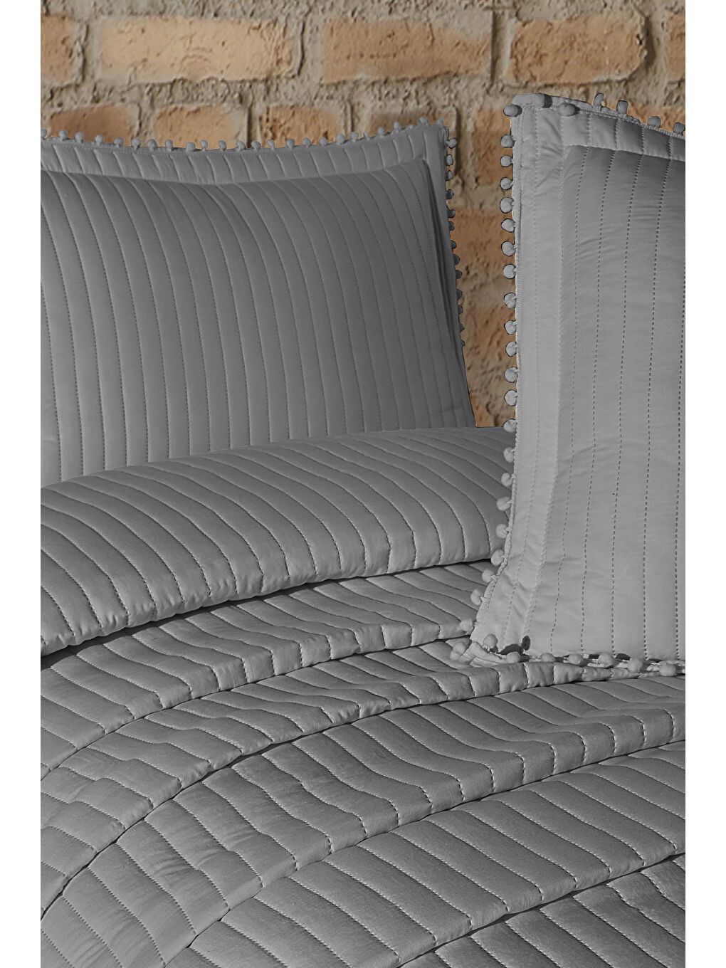 Florita Yatak Örtüsü Seti Tek Kişilik (180x240 cm) Gri-3