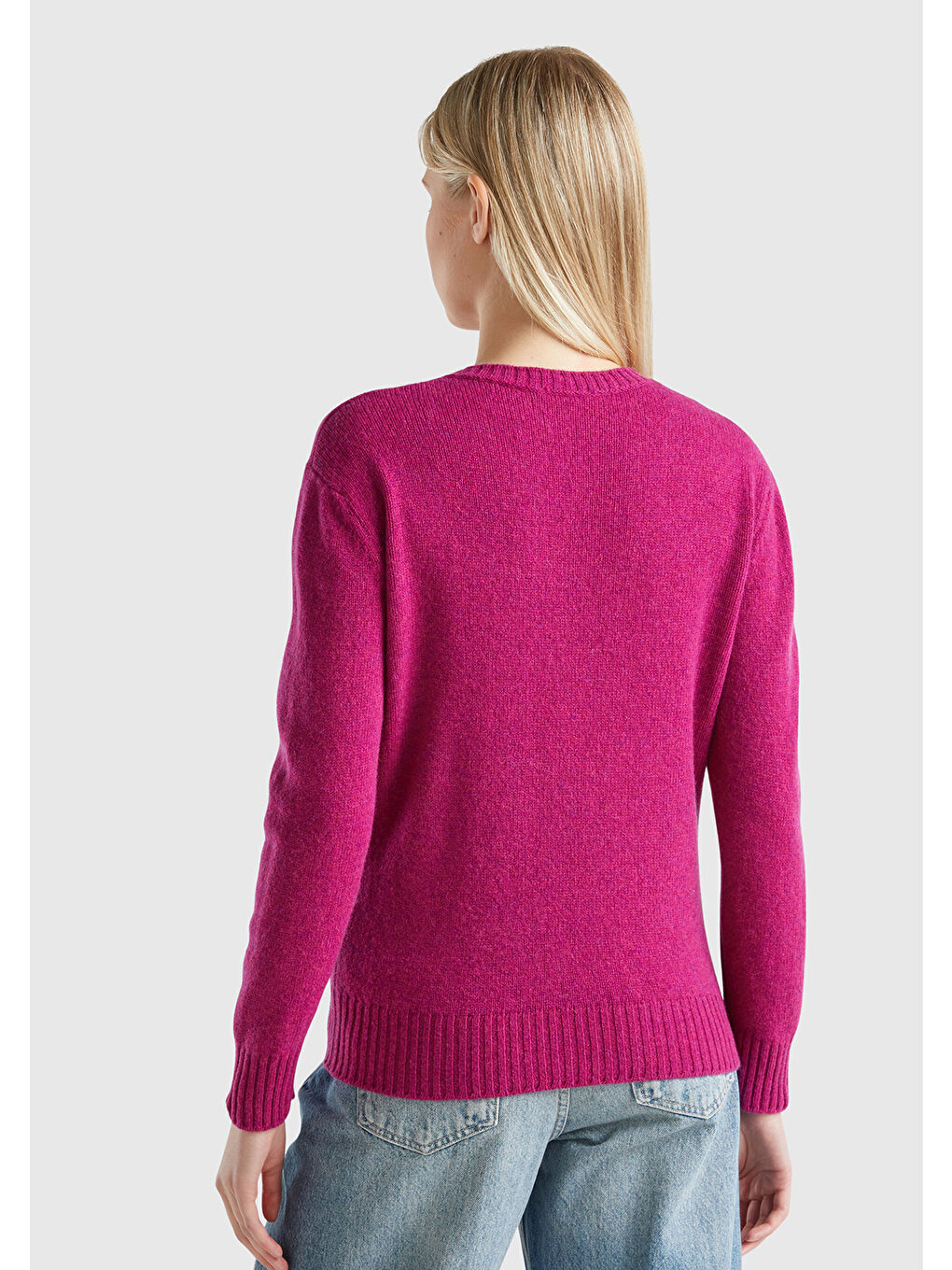 Kadın Fuşya Bisiklet Yaka Shetland Kazak-2