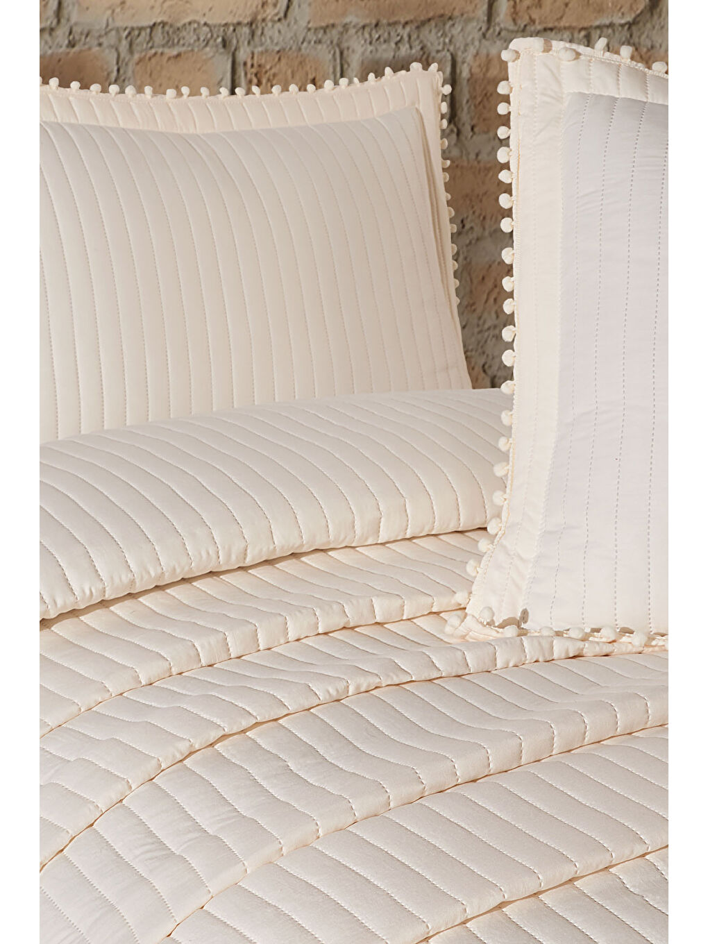 Ekru Florita Yatak Örtüsü Seti Tek Kişilik (180x240 cm) Krem-3