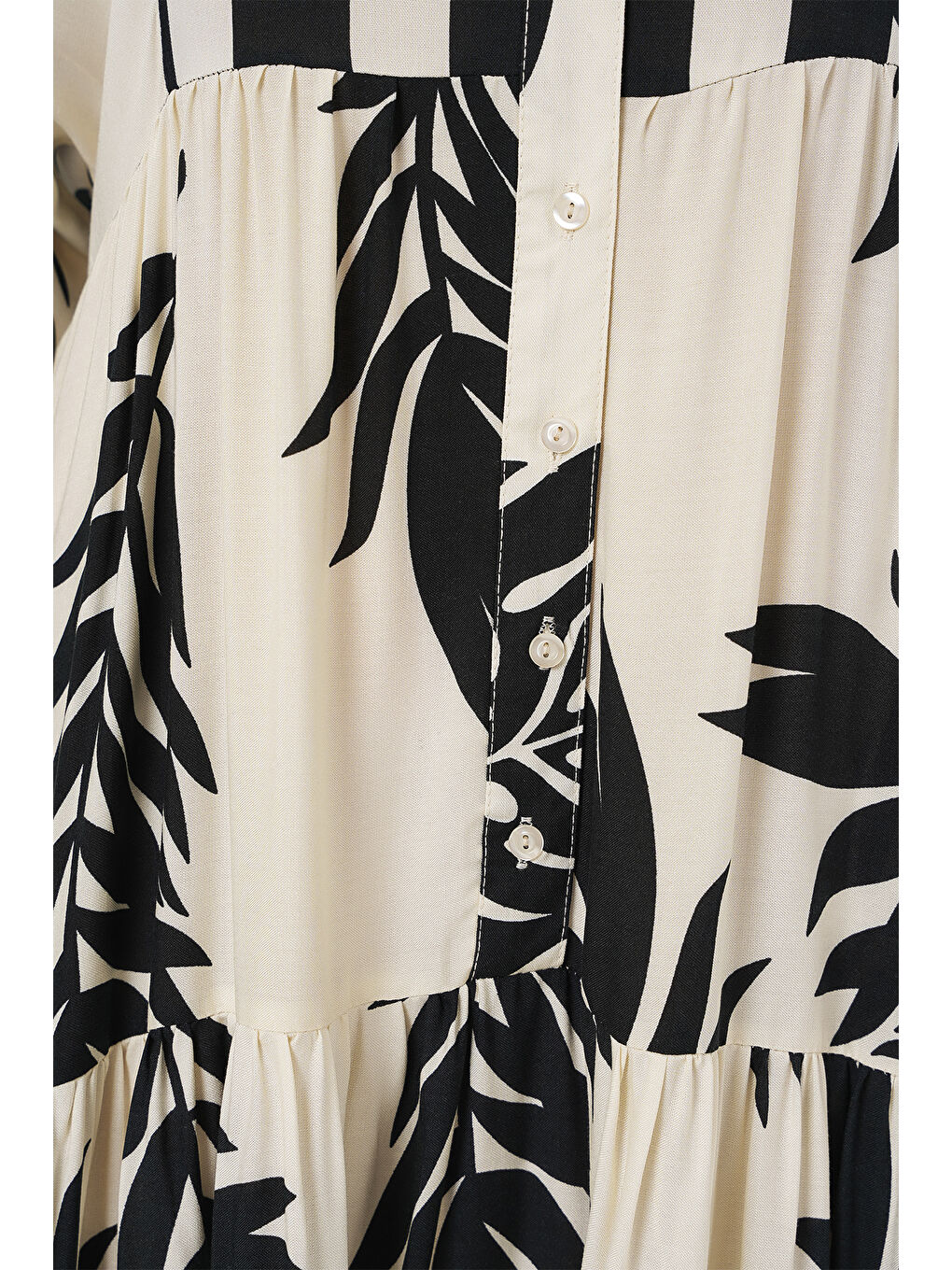 2423 Otantik Desenli Tesettür Elbise - A.Beyaz-4