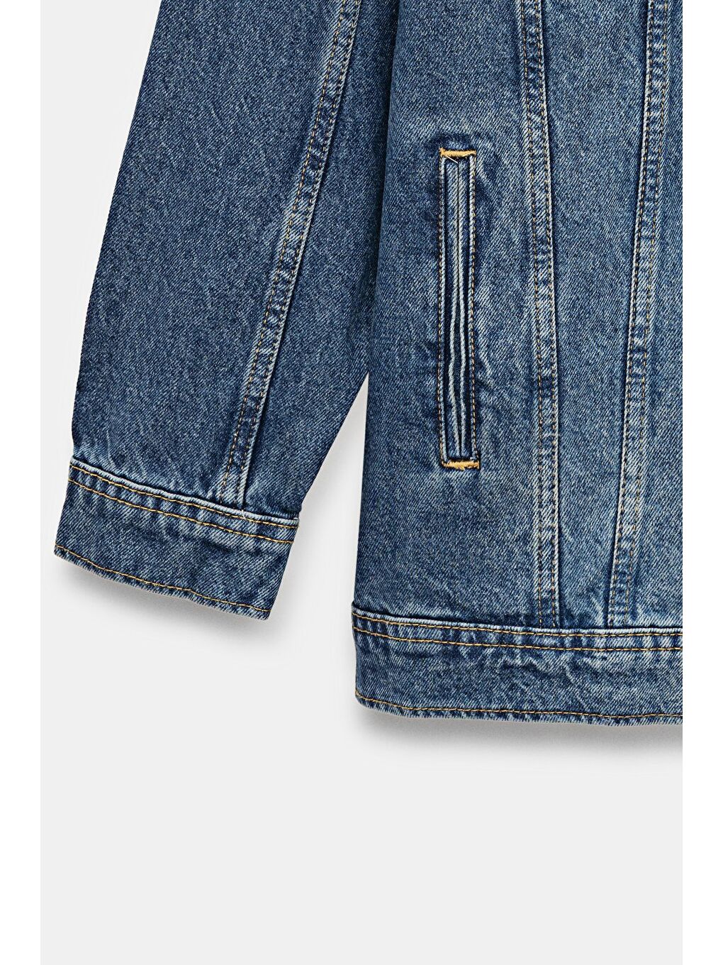 Mavi Oversize Rahat Kesim Orta Yıkama Klasik Jean Ceket -  '90 Vintage-3