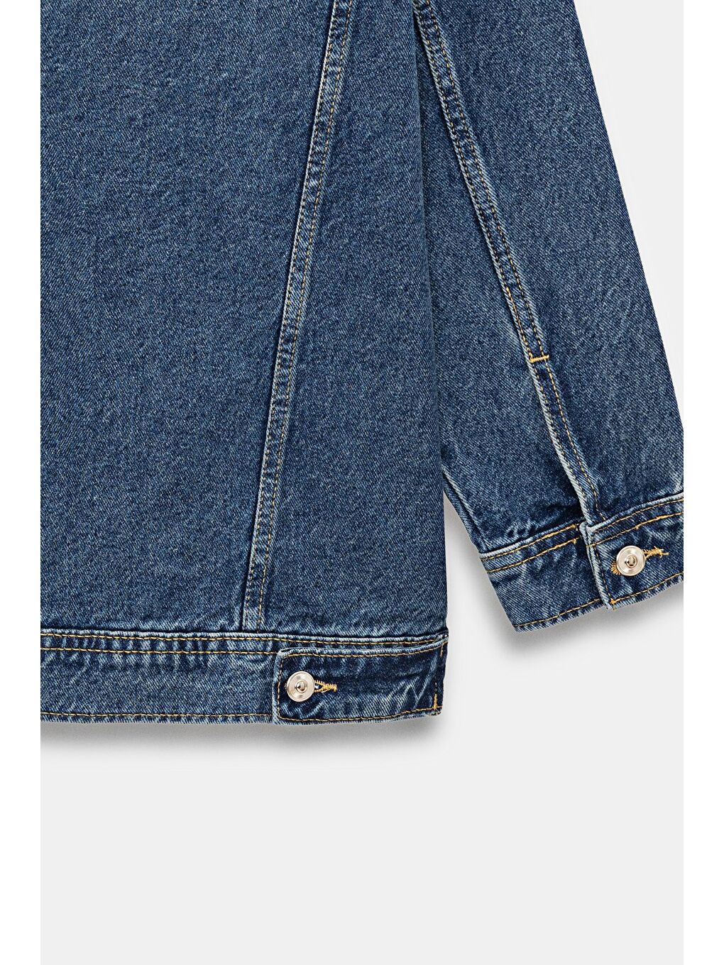 Mavi Oversize Rahat Kesim Orta Yıkama Klasik Jean Ceket -  '90 Vintage-4