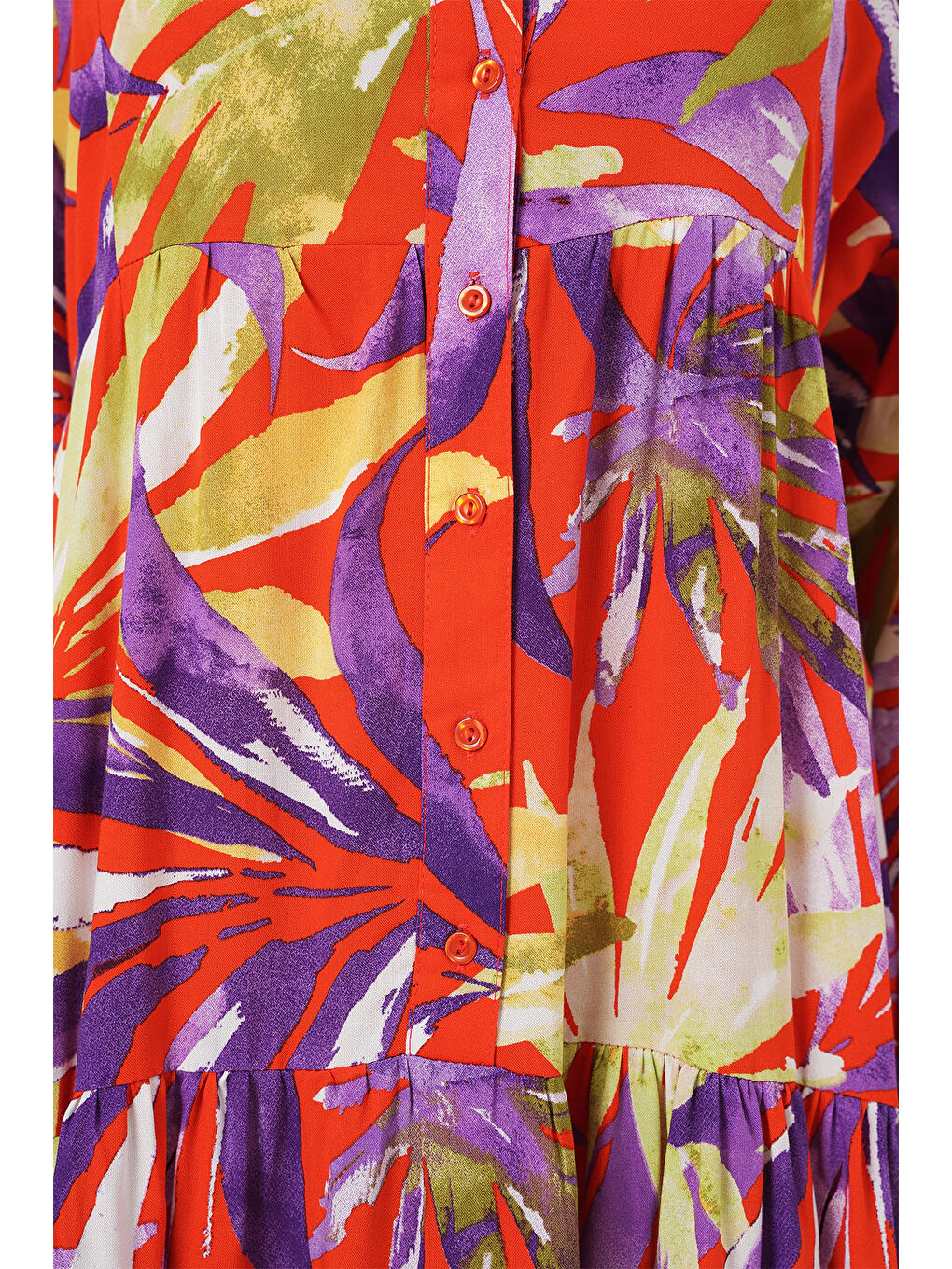 2423 Otantik Desenli Tesettür Elbise - B.Lila-5