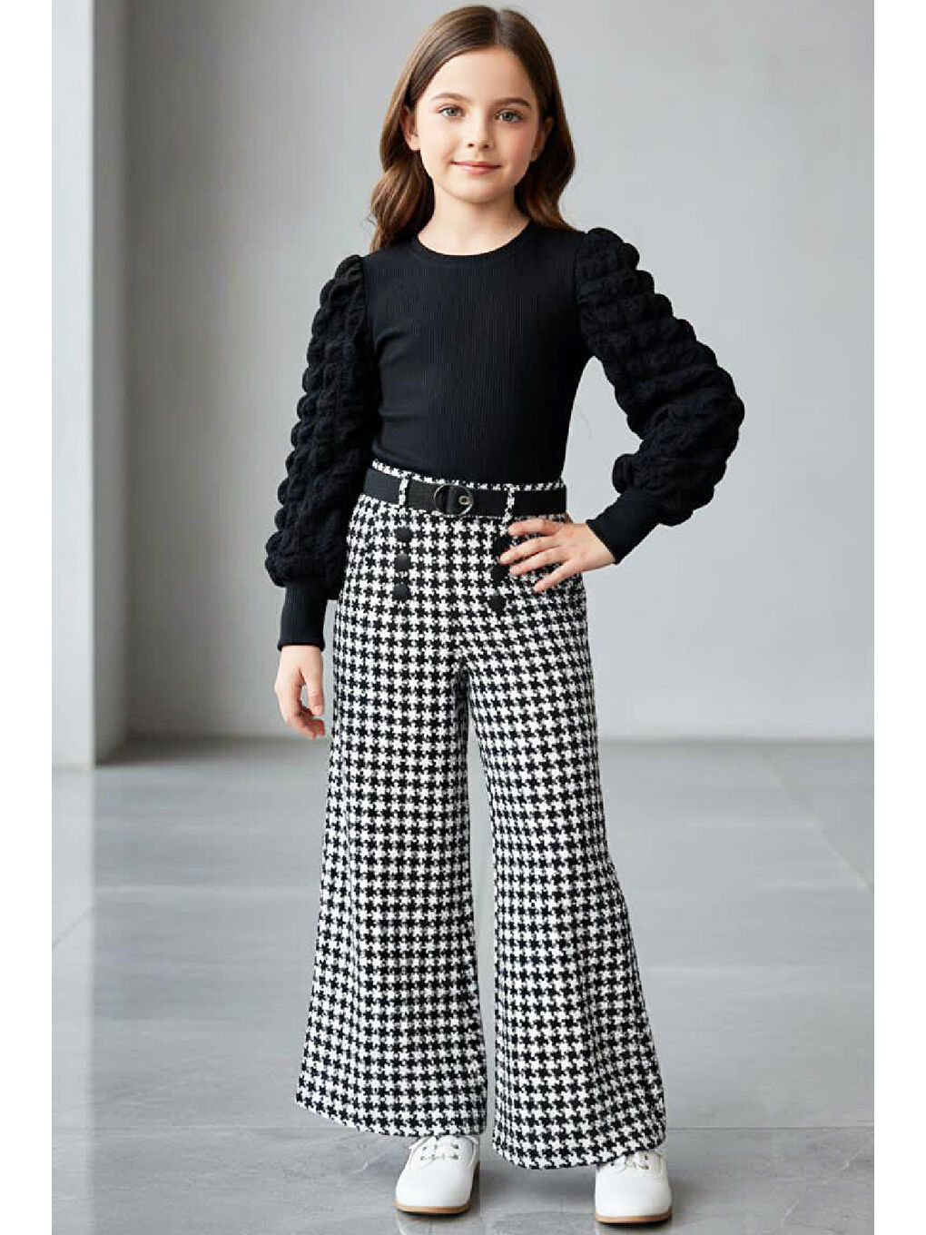 Siyah Kız Çocuk 2'li Takım (Pantolon+Sweat Bluz) 6-10 Yaş 12496