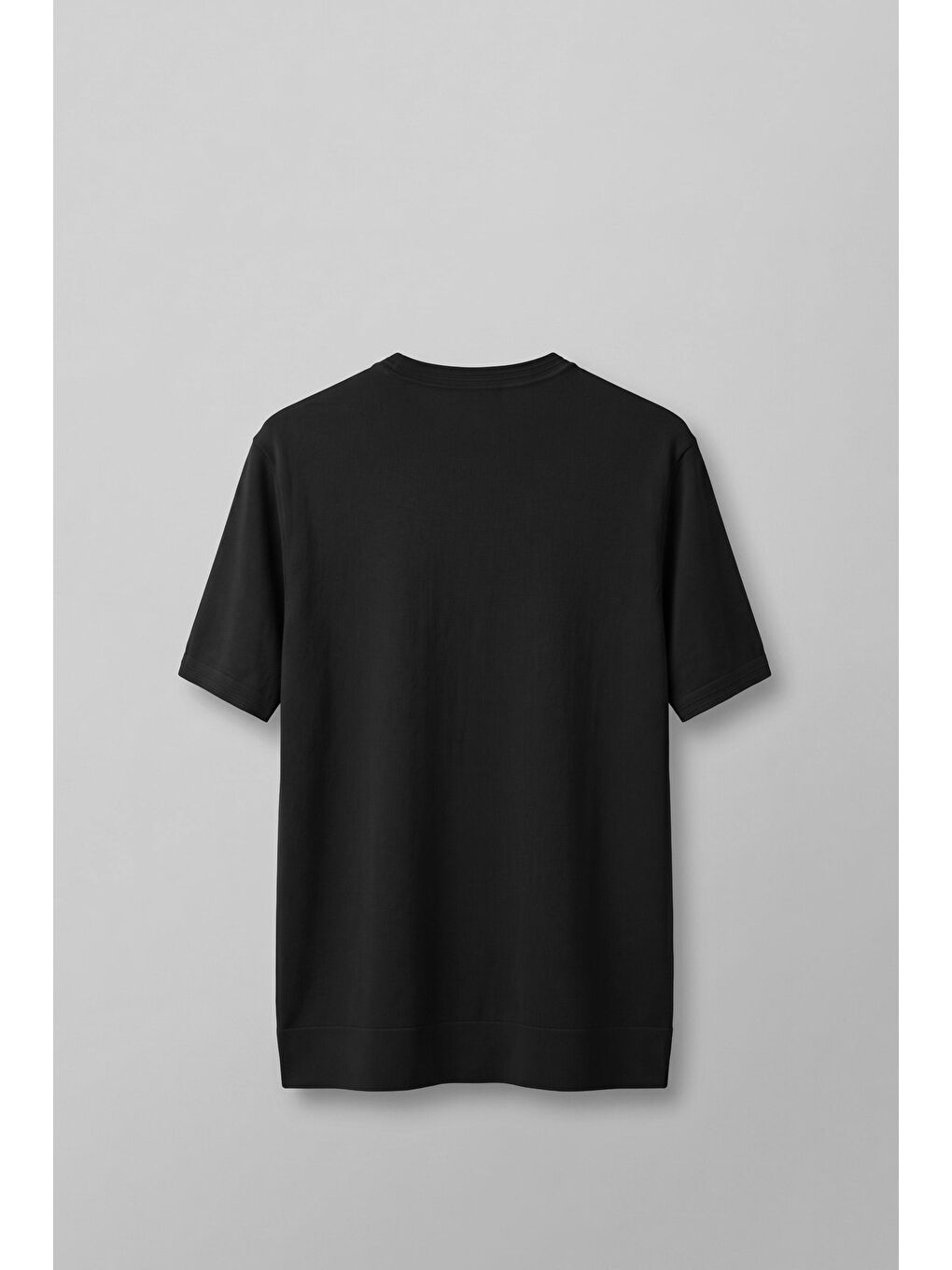 Erkek Slim Fit Bisiklet Yaka Triko Yaka T-Shirt Siyah-1