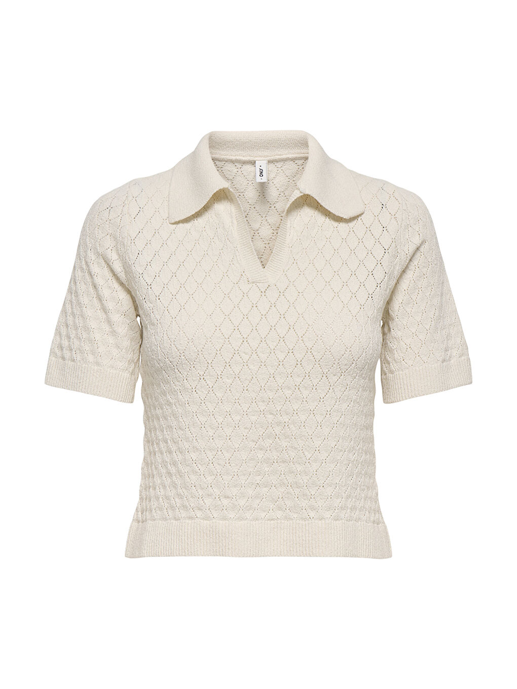 Ekru Onlcosima Pamuk Karışımlı Regular Fit Kısa Kollu Kadın Örgü Kazak 15341211