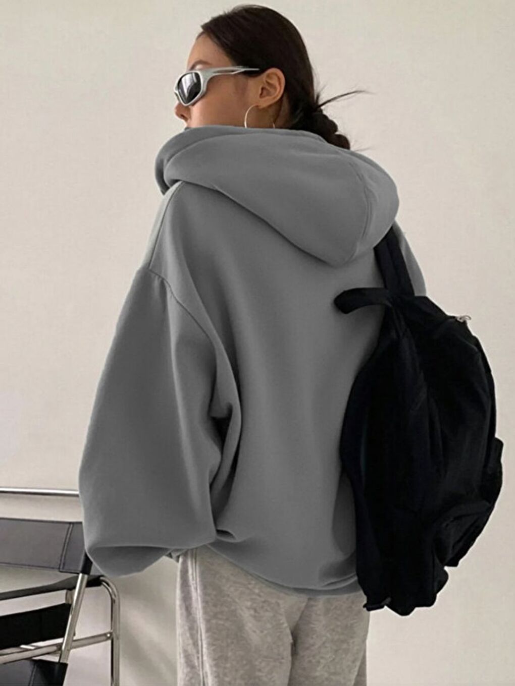 Gri Füme Fermuarlı Kadın Hırka-1