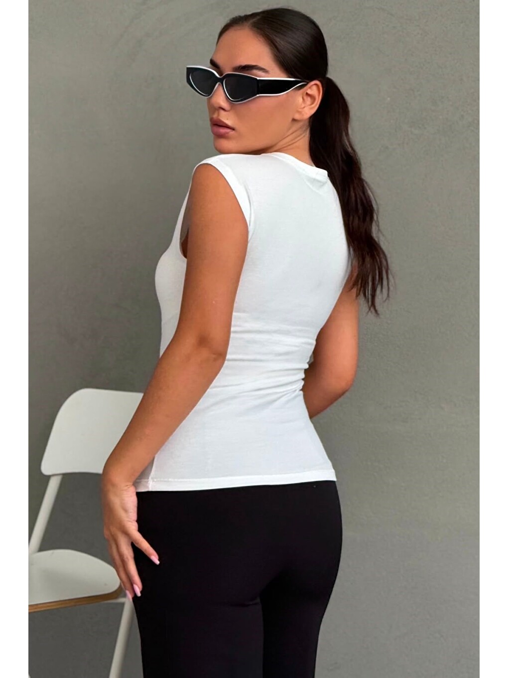 Beyaz Vücuda Oturan Basic Tişört Mg2872-5
