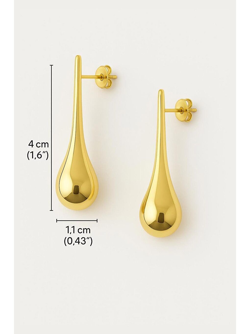 Sarı Altın Renk Katre Çelik Küpe-3