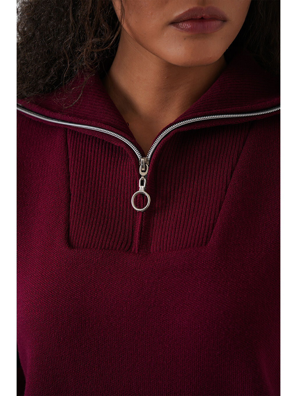 Kadın Kazak Etek İkili Takım 15938 - Bordo-4