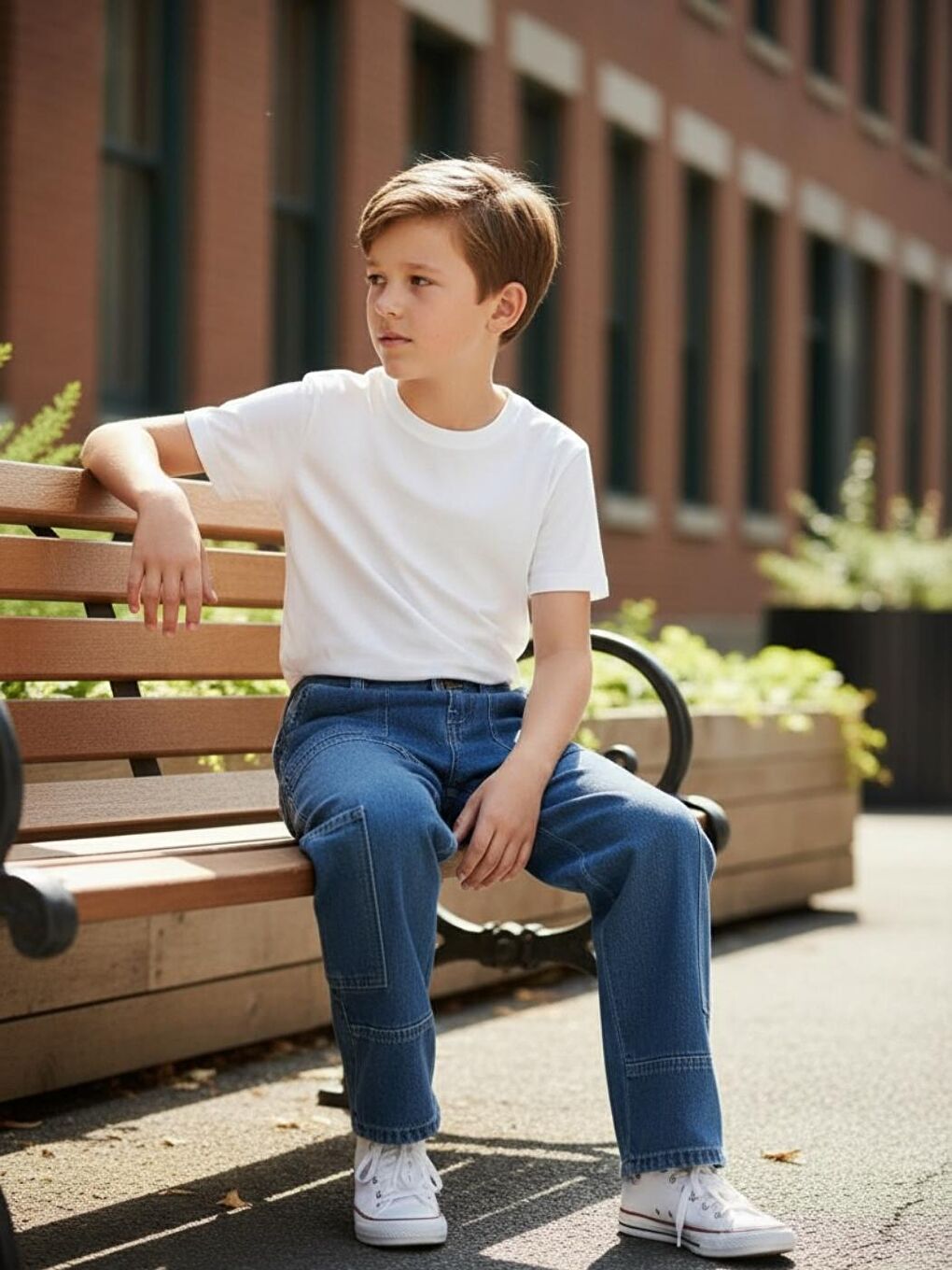 Mavi Erkek Çocuk Baggy-Fit Çok Cepli Jean Pantolon-2