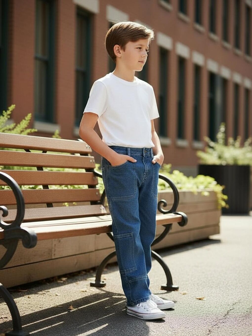 Mavi Erkek Çocuk Baggy-Fit Çok Cepli Jean Pantolon-3