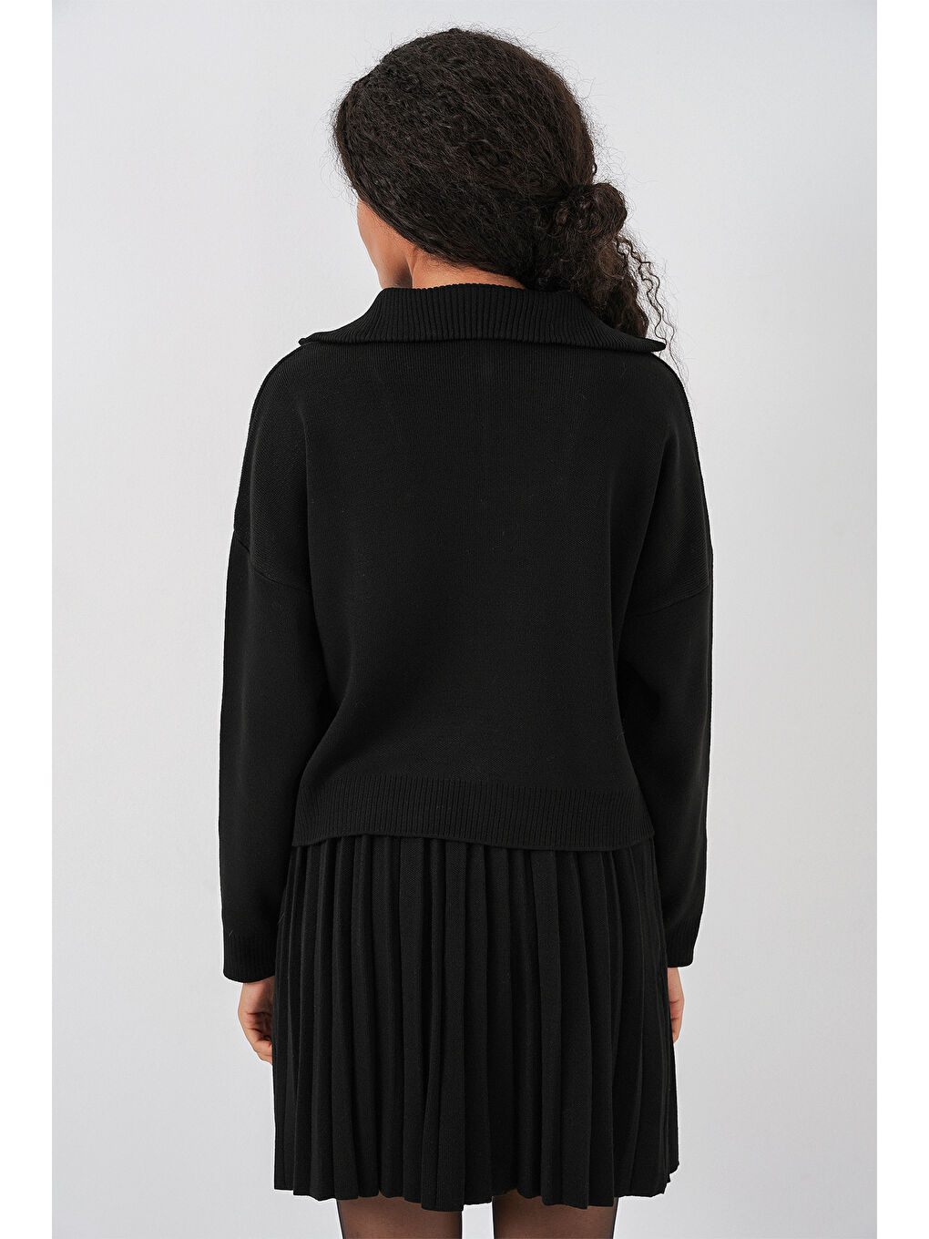 Kadın Kazak Etek İkili Takım 15938 - Siyah-5