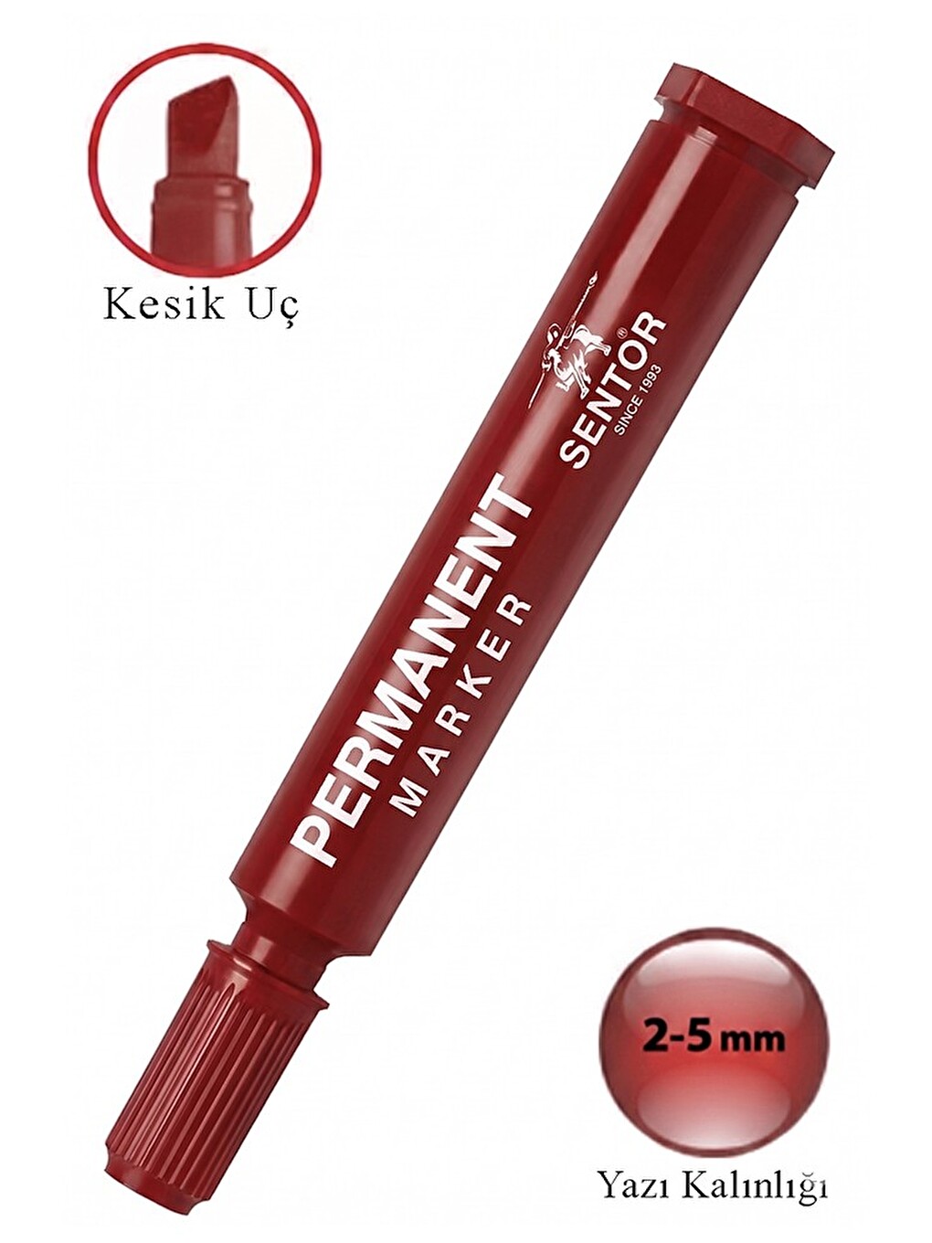 Permanent Markör Kalem Kesik Uç 1 Adet Sentör Kalıcı Marker Kalem Tüm Koli Karton Çuval Cam Plastik