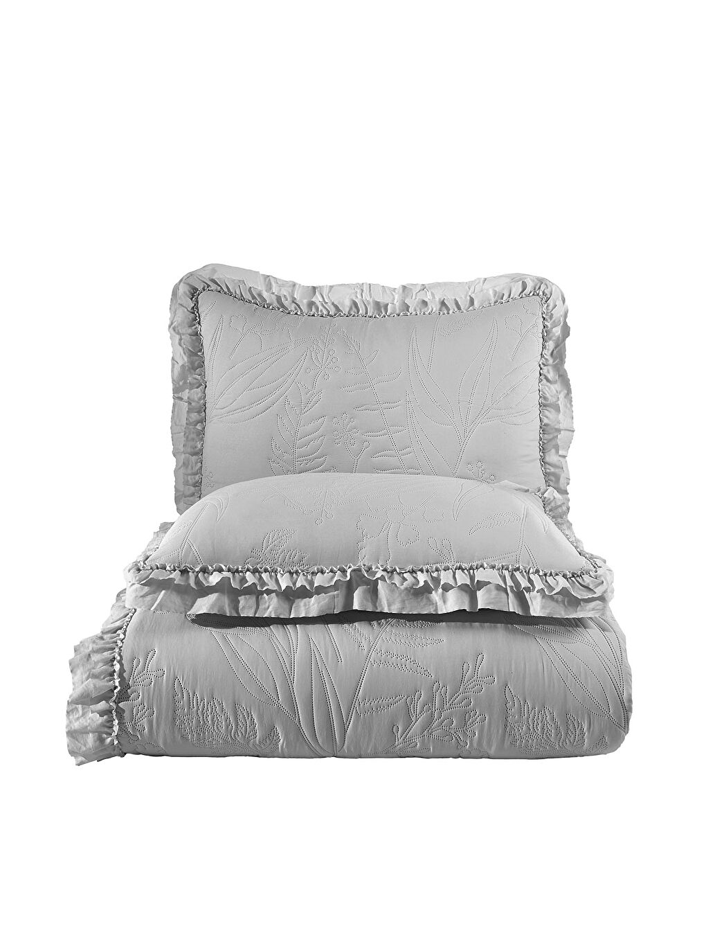 Veronika Çift Kişilik Yatak Örtüsü Seti (240x260 cm) Gri-4