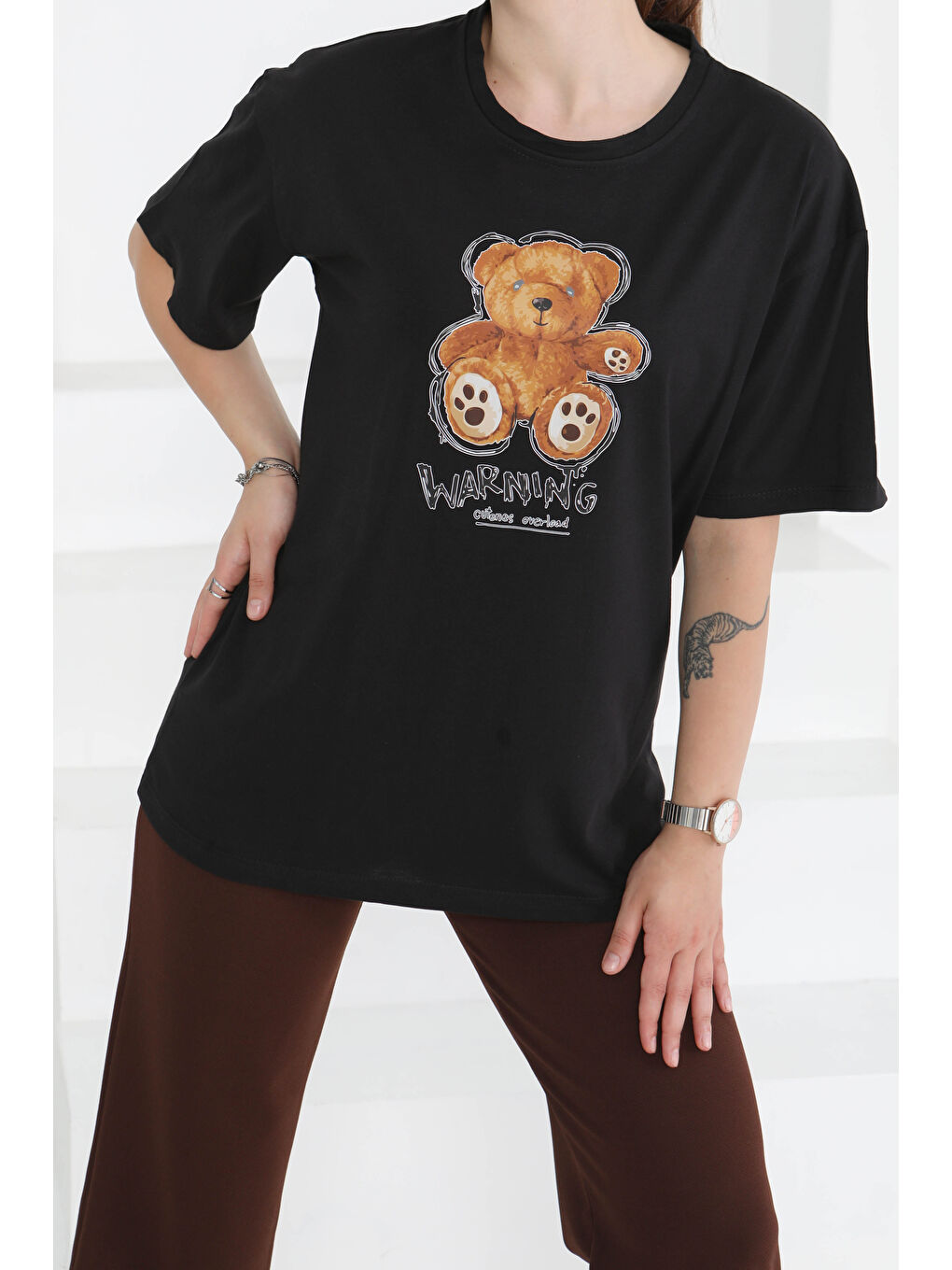 Baskılı Kısa Kollu T-Şhirt Siyah - 27350