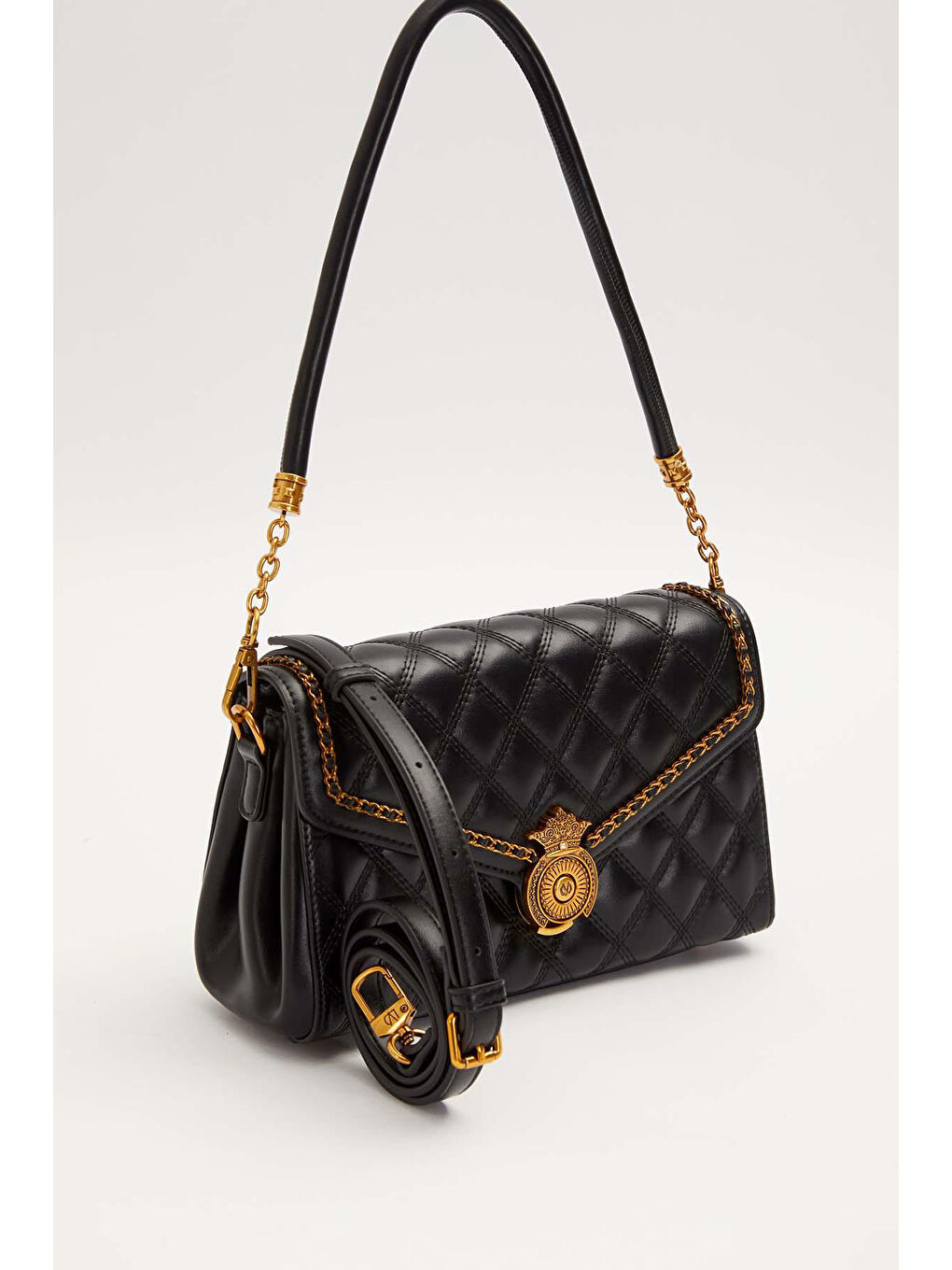 Premium Çift Bölmeli Çift Askılı Sert Deri Çanta 930663 Siyah-1