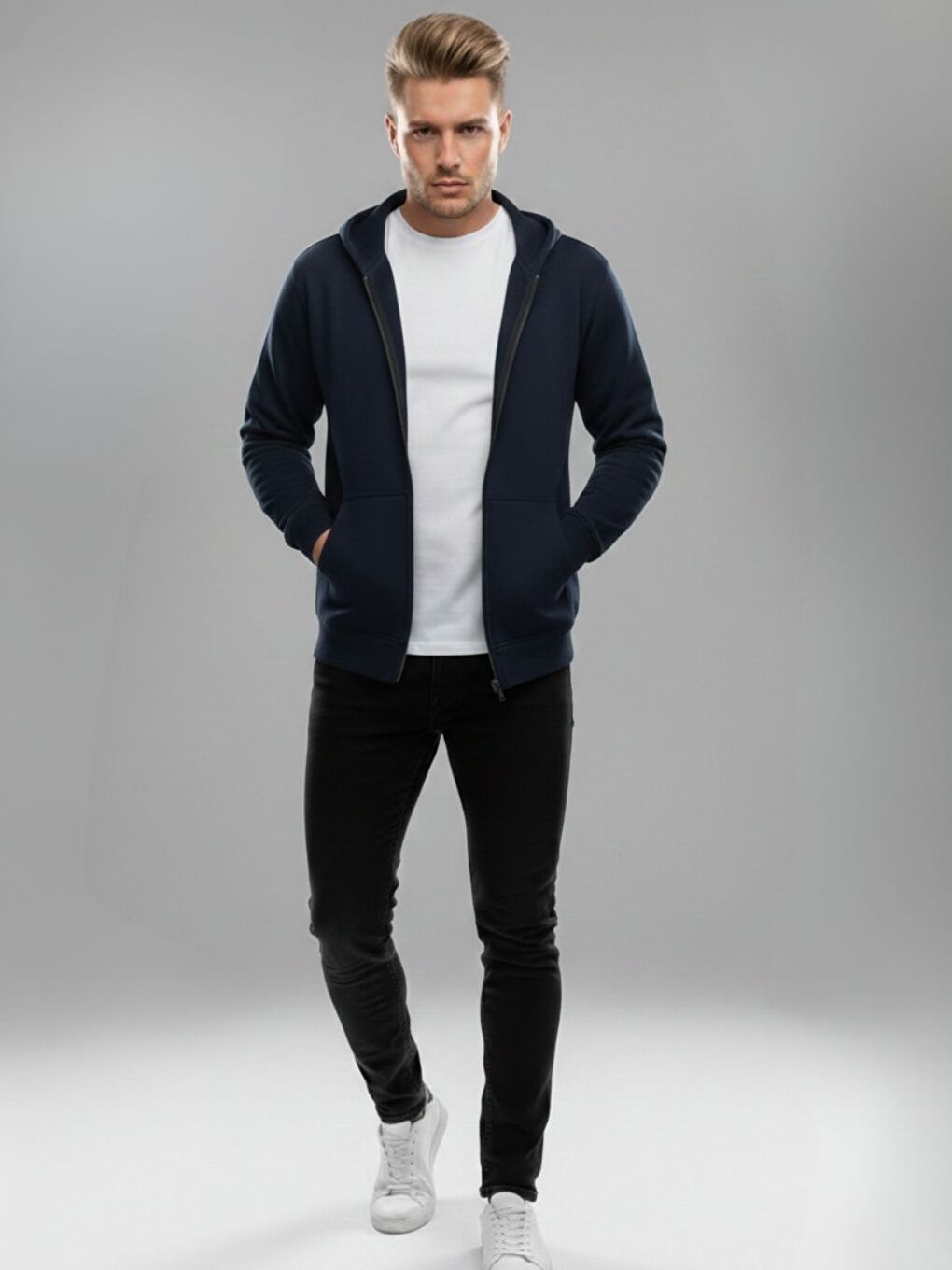 Erkek Lacivert Standart Kalıp Hırka