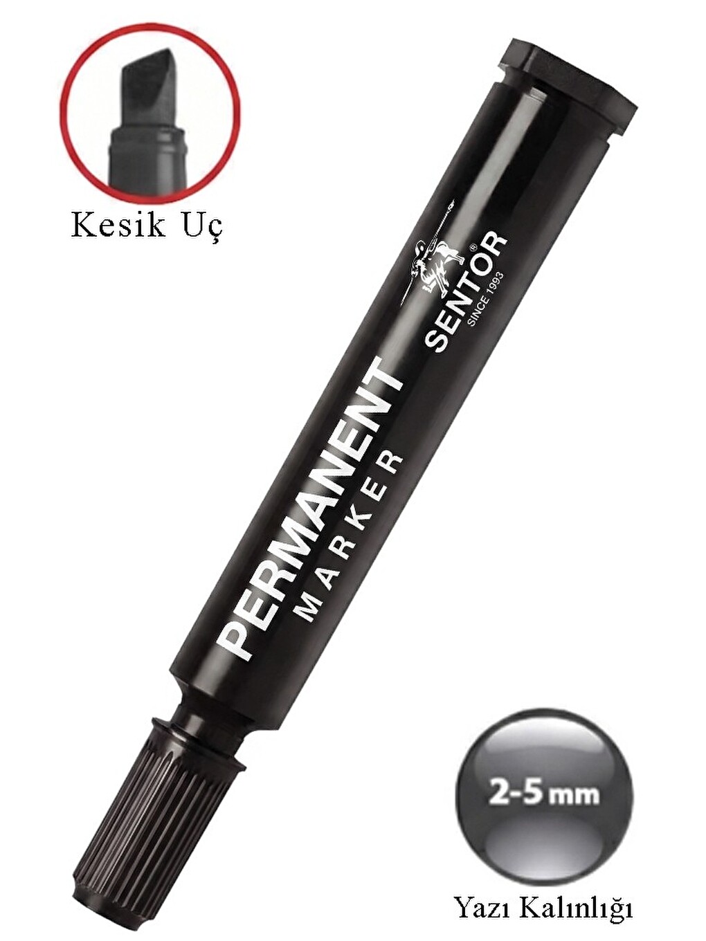 Permanent Markör Kalem Kesik Uç 1 Adet Sentör Kalıcı Marker Kalem Tüm Koli Karton Çuval Cam Plastik