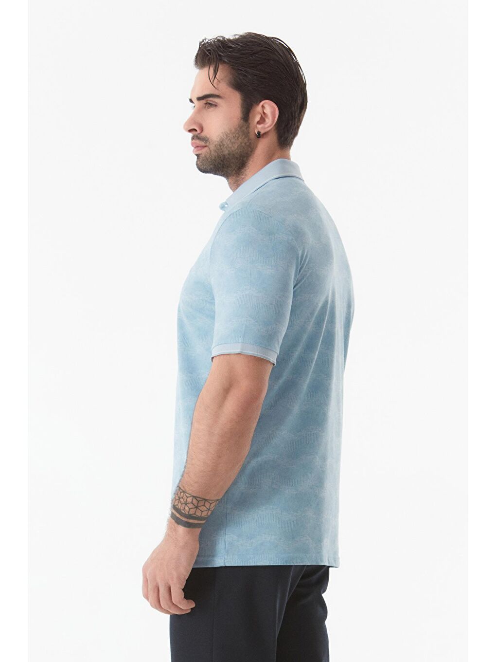 Mavi Baskılı Polo Yaka Tişört-2