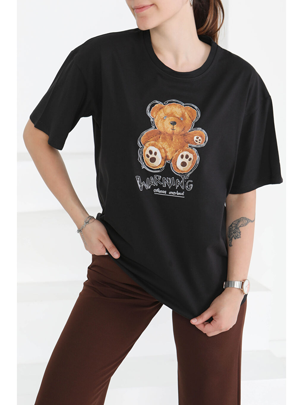 Baskılı Kısa Kollu T-Şhirt Siyah - 27350-1