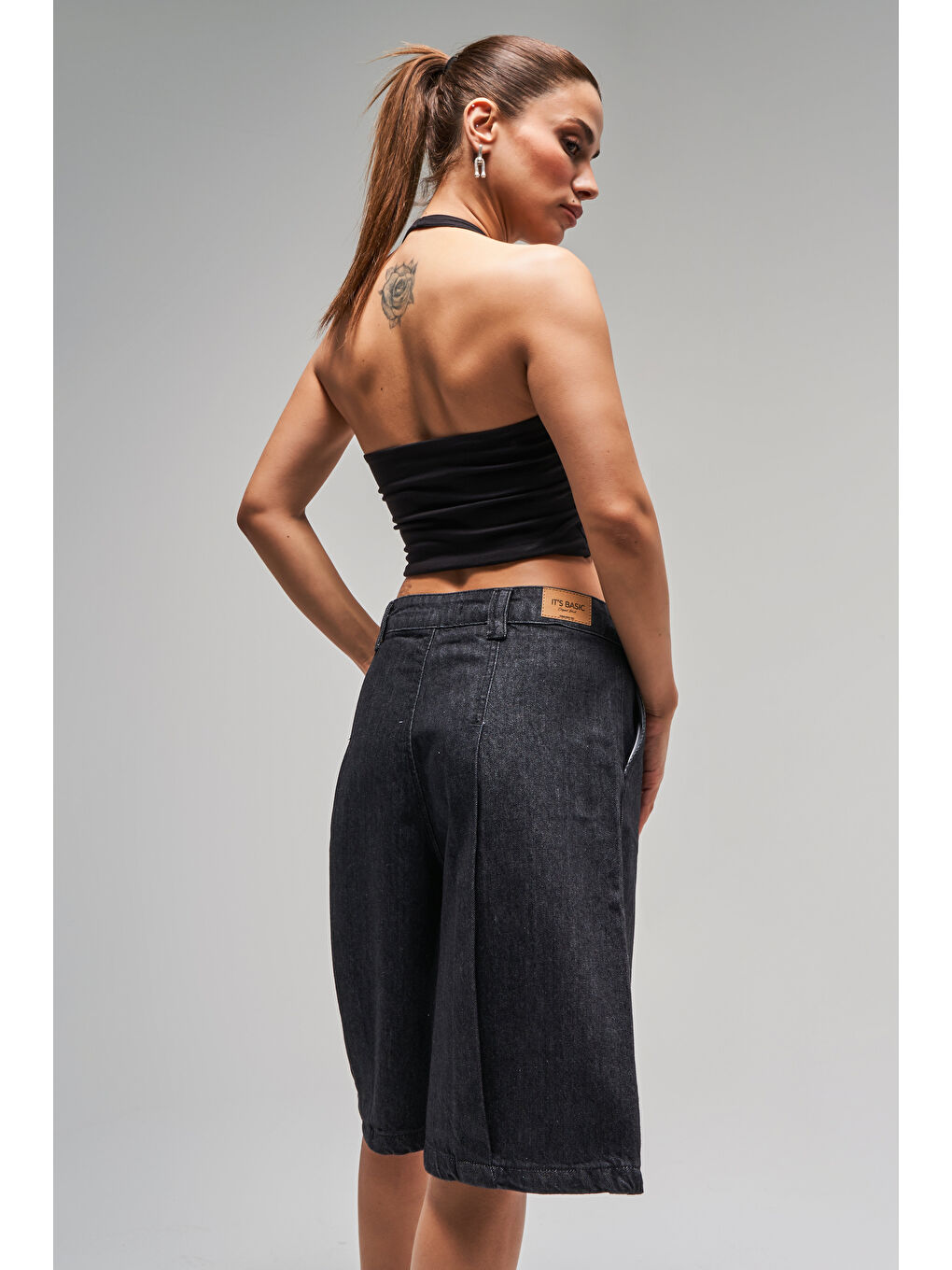 Mavi Kadın Koyu Jean Rengi 7s5-51 Skater Fit Maxi Boy %100 Pamuk Denim Şortolon-1